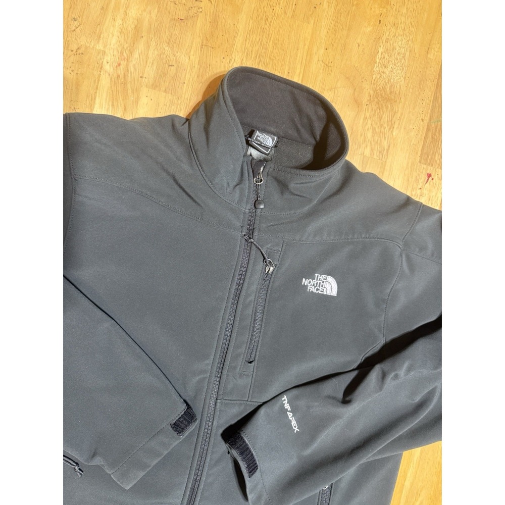 The North Face Apex Soft Shell Jacket Mens L Black Full Zip‎ Windproof Fleece